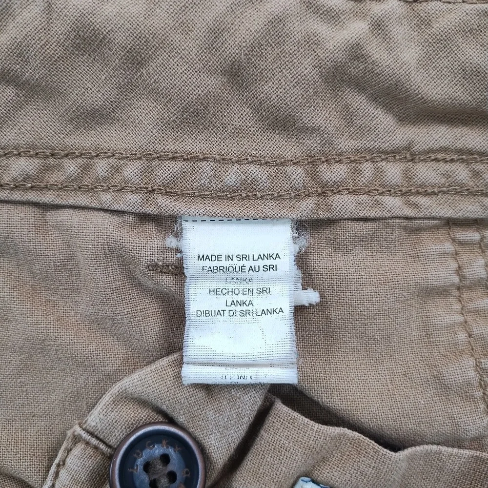 Lucky Brand Linen Shorts Men's 33 Khaki Drawstring Relaxed Safari Summer Beach